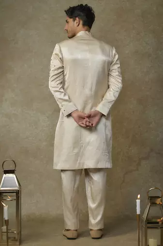 Beige embroiderd sherwani with pant
