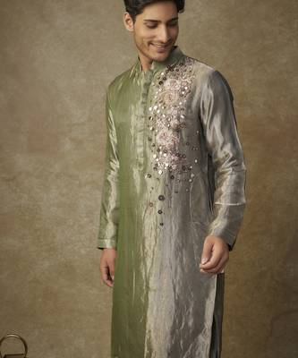 Green black embroiderd kurta set 2