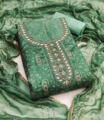 Women's light green unstitched sequence embroidery viscose organja dress material 