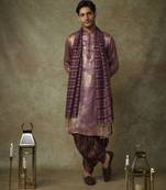 Wine kurta with dhoti and dupatta