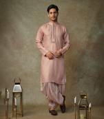Peach embroiderd kurta with pant