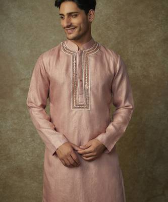 Peach embroiderd kurta with pant 2