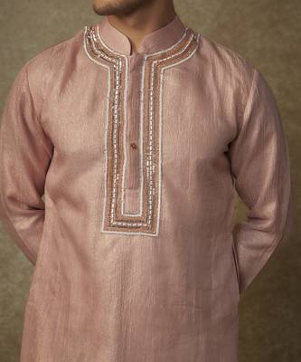 Peach embroiderd kurta with pant 3