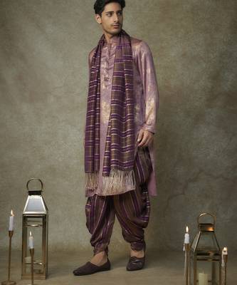 Wine kurta with dhoti and dupatta 5