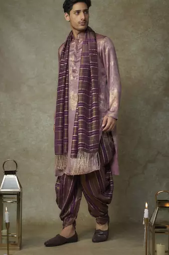 Wine kurta with dhoti and dupatta