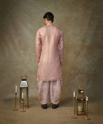 Peach embroiderd kurta with pant 4