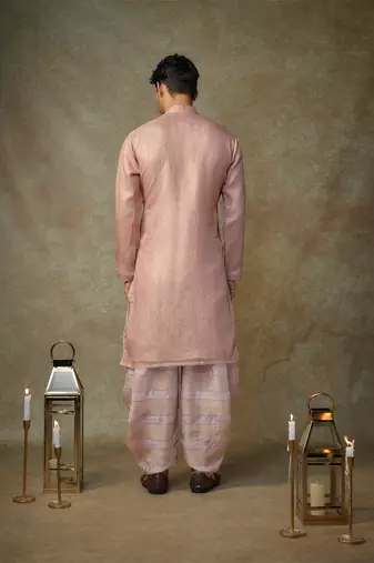 Peach embroiderd kurta with pant