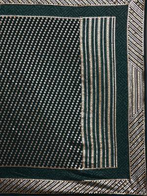 Glamorous Green Sequins Embroidered with Swarovski work Georgette Saree With Blouse 7