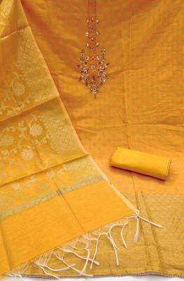 Women's mustered fancy handwork banarasi dress material 2
