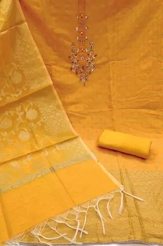 Women's mustered fancy handwork banarasi dress material