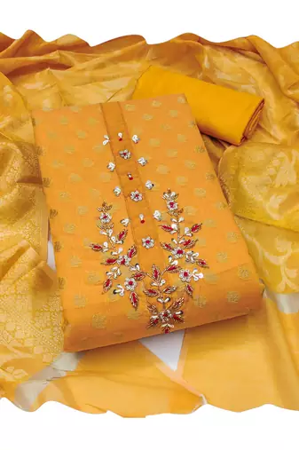 Women's mustered fancy handwork banarasi dress material