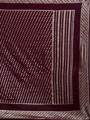Incredible Maroon Sequins Embroidered with Swarovski work Georgette Saree With Blouse 6