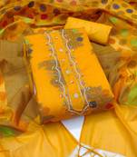 Women's mustered unstitched fancy handwork banarasi dress material 