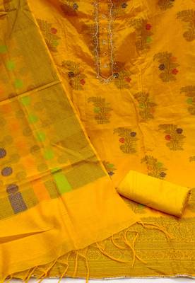 Women's mustered fancy handwork banarasi dress material 2