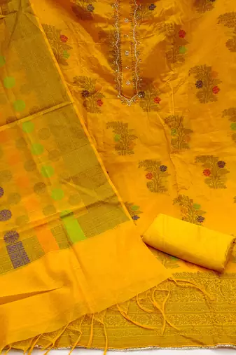 Women's mustered fancy handwork banarasi dress material