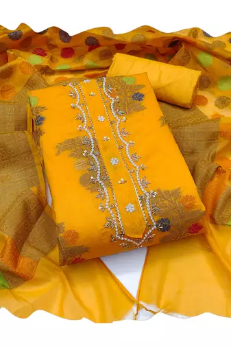 Women's mustered fancy handwork banarasi dress material