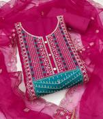 Women's pink sequence embroidery roman cotton silk dress material