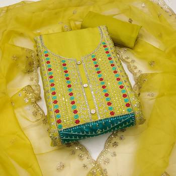 Women's mustered sequence embroidery roman cotton silk dress material 1