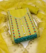 Women's mustered unstitched sequence embroidery roman cotton silk dress material 