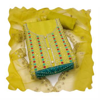 Women's mustered sequence embroidery roman cotton silk dress material 4