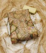 Women's multi unstitched sequence embroidery viscose organja dress material 