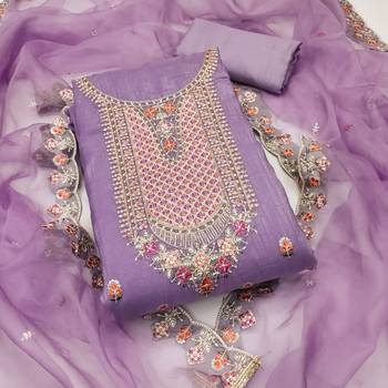 Women's purple sequence kashmiri embroidery viscose dress material 1