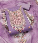 Women's purple unstitched sequence kashmiri embroidery viscose dress material 