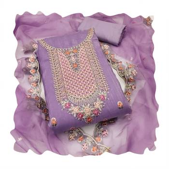 Women's purple sequence kashmiri embroidery viscose dress material 4