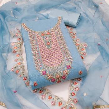 Women's sea green sequence kashmiri embroidery viscose dress material 1