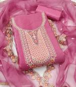 Women's pink unstitched sequence kashmiri embroidery viscose dress material 