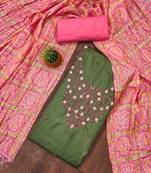 Women's light green sequence embroidery jalpari cotton dress material