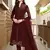 Maroon hand embroidery georgette stitched a line trouser kurta & dupatta 