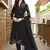 Black hand embroidery georgette stitched a line trouser kurta & dupatta 