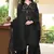 Black hand embroidery satin stitched asymmetrical  trouser kurta & dupatta 