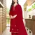 Maroon hand embroidery art silk stitched asymmetrical  trouser kurta & dupatta 