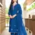 Blue hand embroidery art silk stitched asymmetrical  trouser kurta & dupatta 