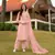Light-pink hand embroidery art silk stitched straight cut trouser kurta & dupatta 