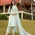Light-green hand embroidery art silk stitched straight cut trouser kurta & dupatta 
