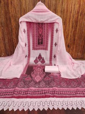 Women's multi heavy multi thread sequence embroidery pc cotton dress material 3