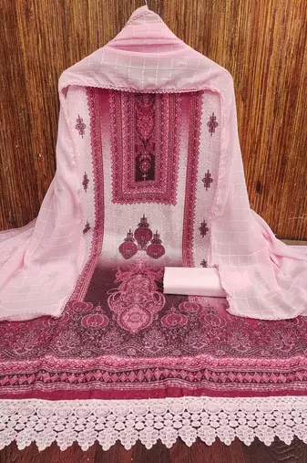 Women's multi heavy multi thread sequence embroidery pc cotton dress material
