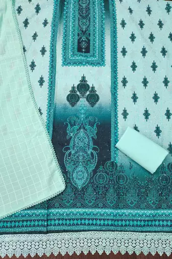 Women's multi heavy multi thread sequence embroidery pc cotton dress material