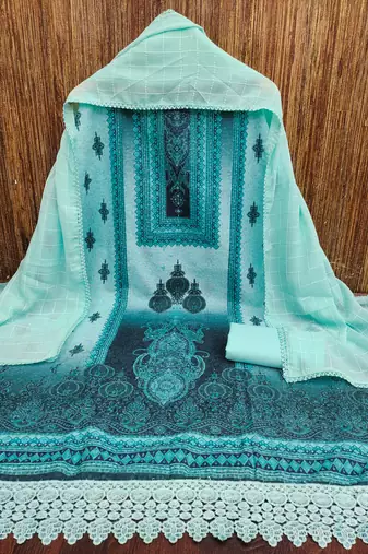 Women's multi heavy multi thread sequence embroidery pc cotton dress material