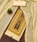 Women's multi unstitched heavy multi thread sequence embroidery pc cotton dress material 