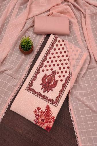 Women's multi unstitched heavy multi thread embroidery pc cotton dress material 