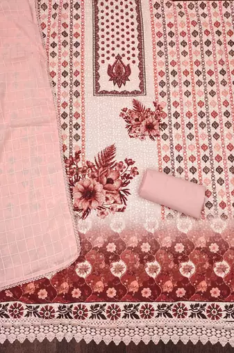Women's multi heavy multi thread embroidery pc cotton dress material