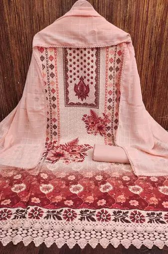 Women's multi heavy multi thread embroidery pc cotton dress material