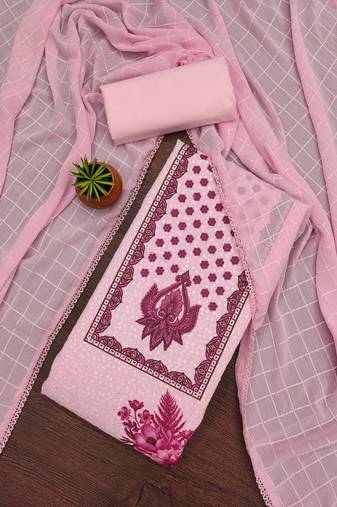 Women's multi unstitched heavy multi thread embroidery pc cotton dress material 
