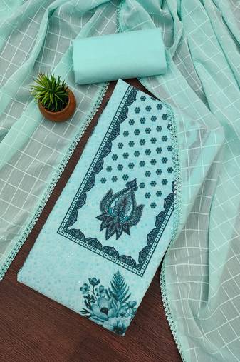 Women's multi unstitched heavy multi thread embroidery pc cotton dress material 