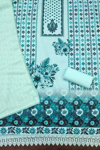 Women's multi heavy multi thread embroidery pc cotton dress material