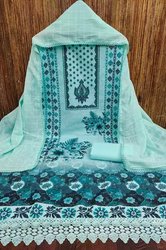 Women's multi heavy multi thread embroidery pc cotton dress material